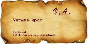 Vermes Apor névjegykártya